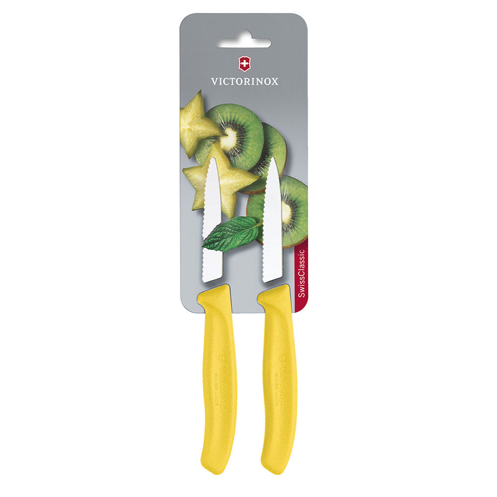 Set 2 Cuchillos Verdura Swiss Classic Dentado Hoja 8 Cm Victorinox1#Amarillo