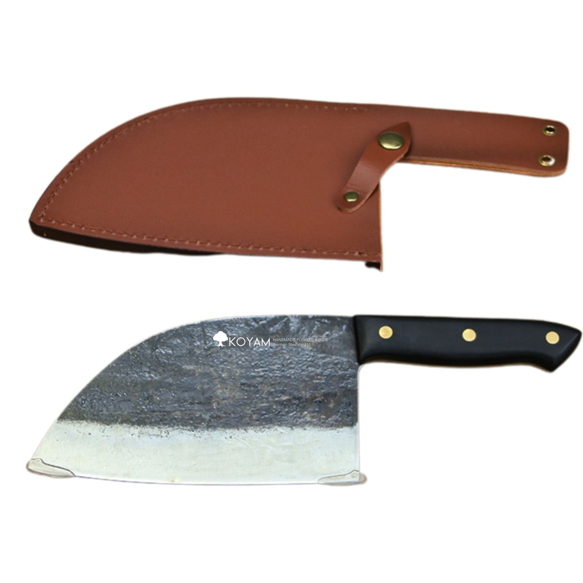 Cuchillo Carnicero 17,5 Cm Acero 1.4116 Forjado Hecho a Mano Koyam2#Negro
