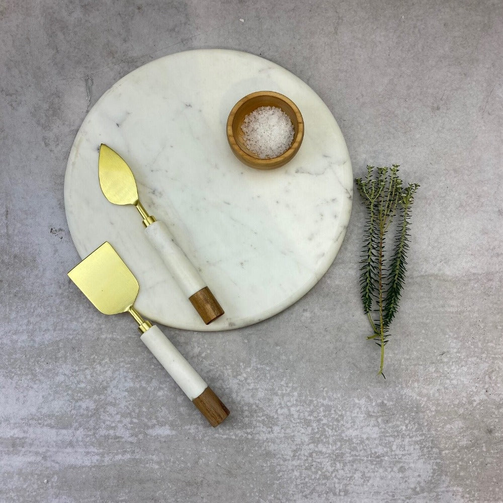Cuchillos de Mármol y Madera Para Quesos4#Blanco