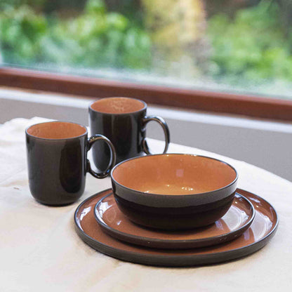 Juego de Loza Damasco 16 Pzs Vajilla Cerámica Decoexpress1#Naranjo