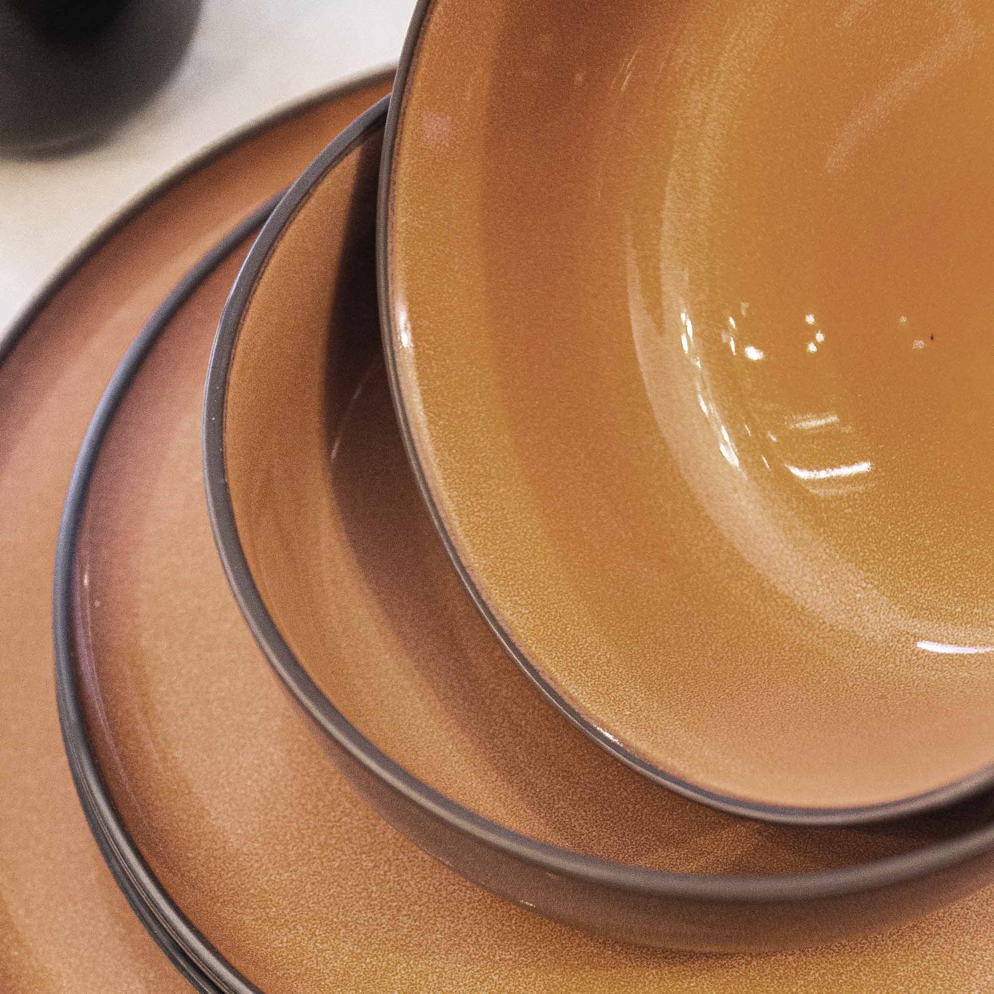 Juego de Loza Damasco 16 Pzs Vajilla Cerámica Decoexpress2#Naranjo