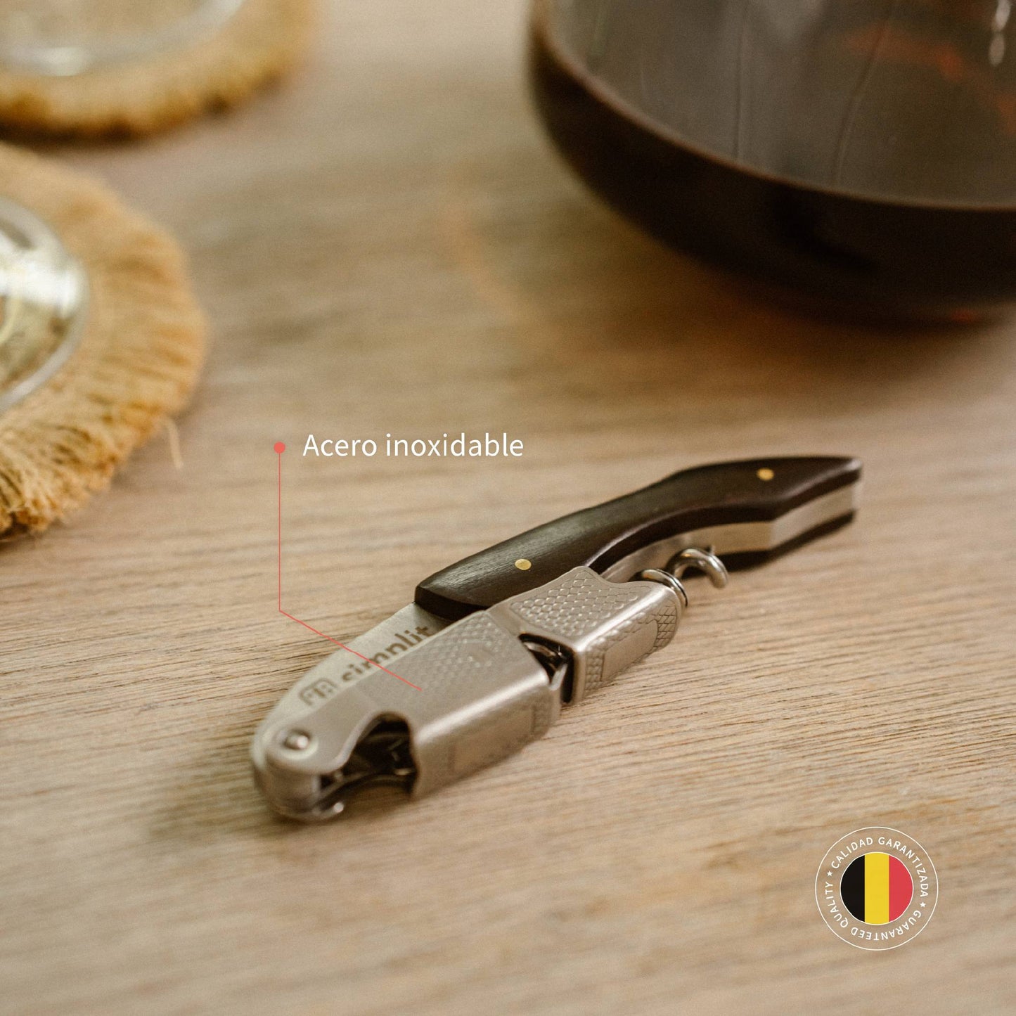 Descorchador Abridor Vino Sommelier Simplit4#Marrón