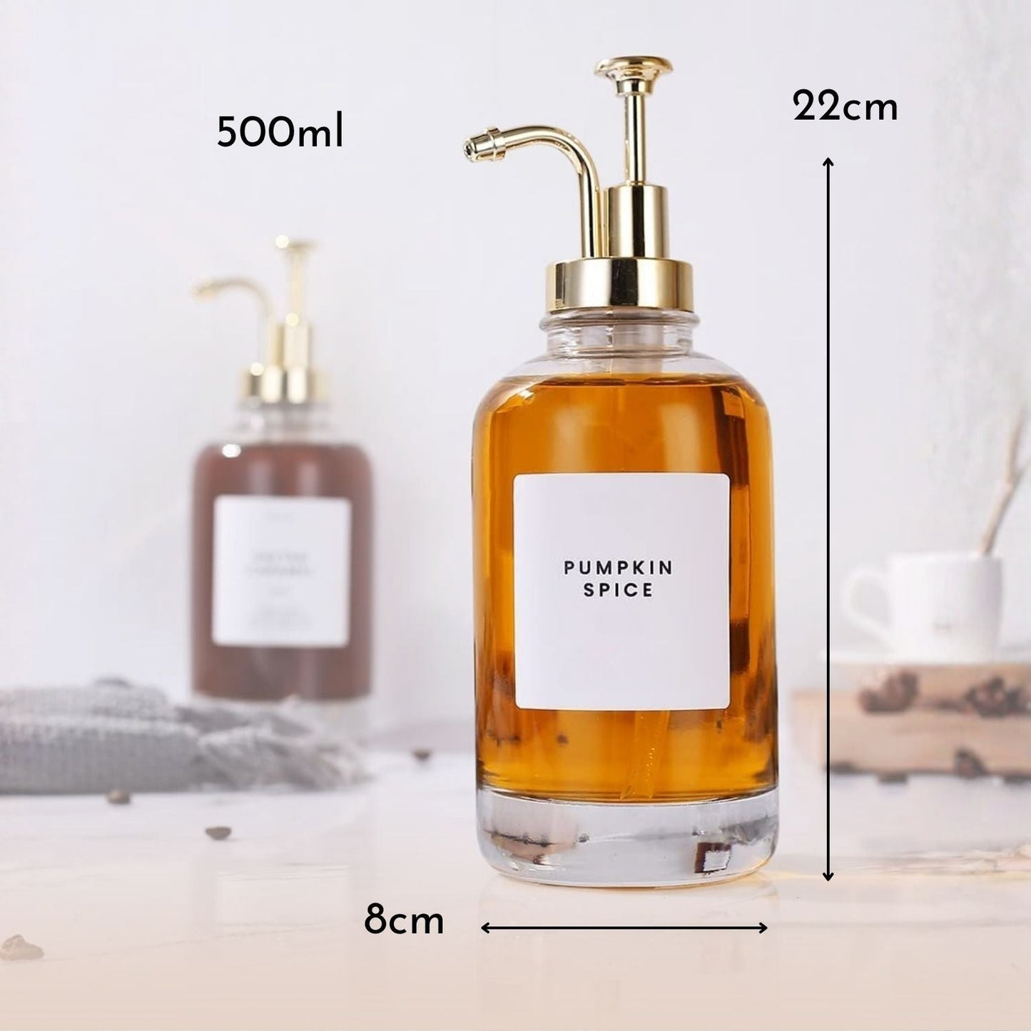 2 Dispensadores de Vidrio 500ml Botella Luxe Santú Home & Deco4#Dorado