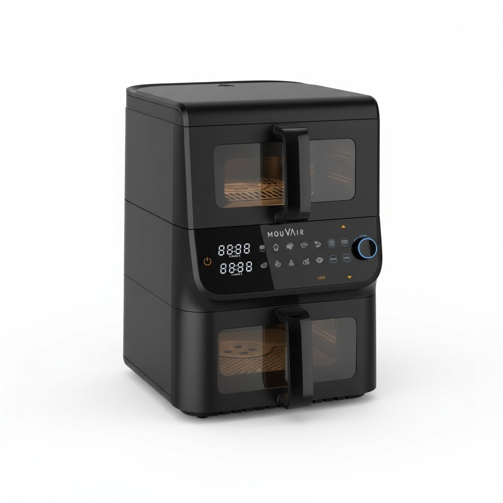 Freidora de Aire Duo 10 Lts Vertical Doble Cesta Mouvair3#Negro