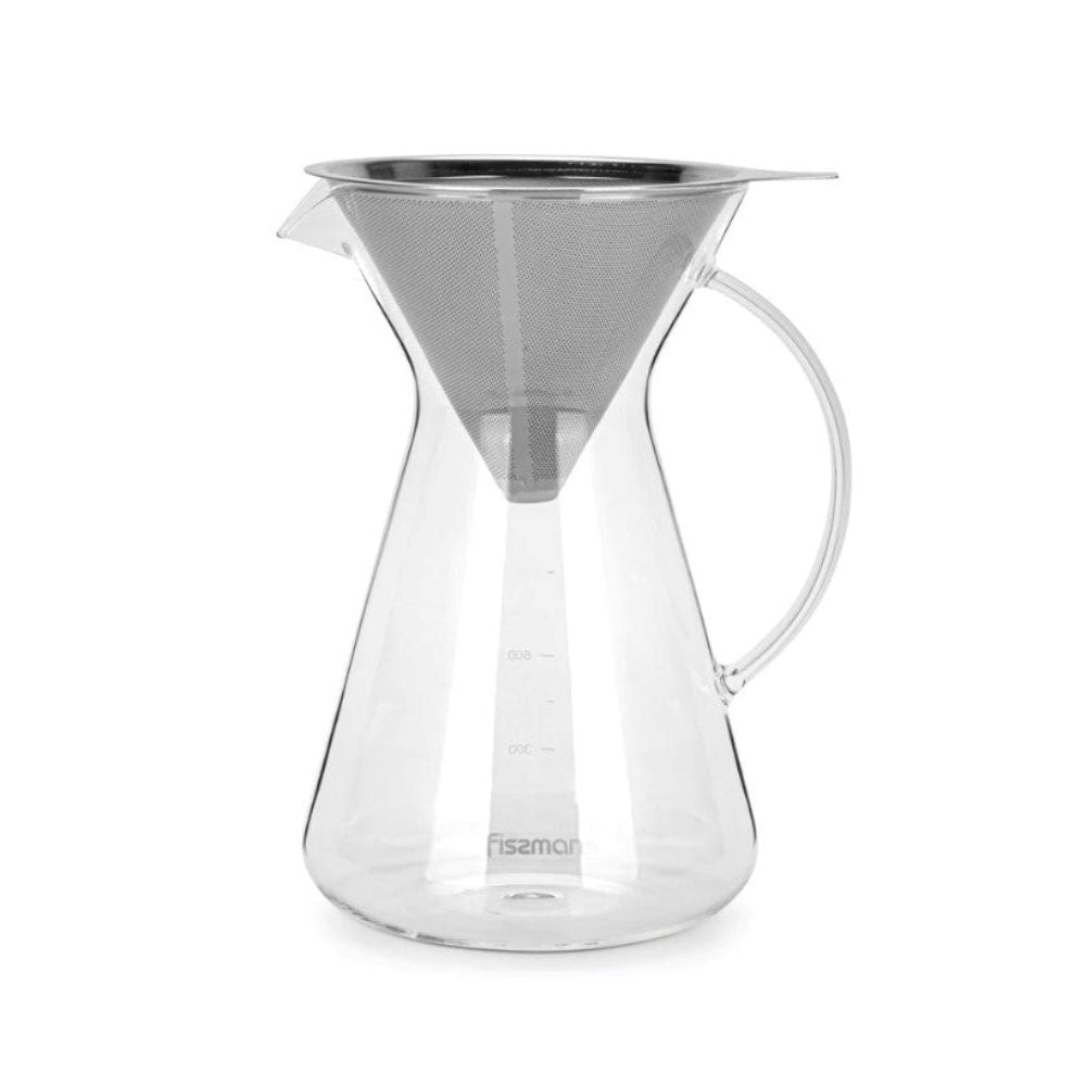 Cafetera Manual Pour Over Filtro De Acero 900 Ml Fissman3#Vidrio