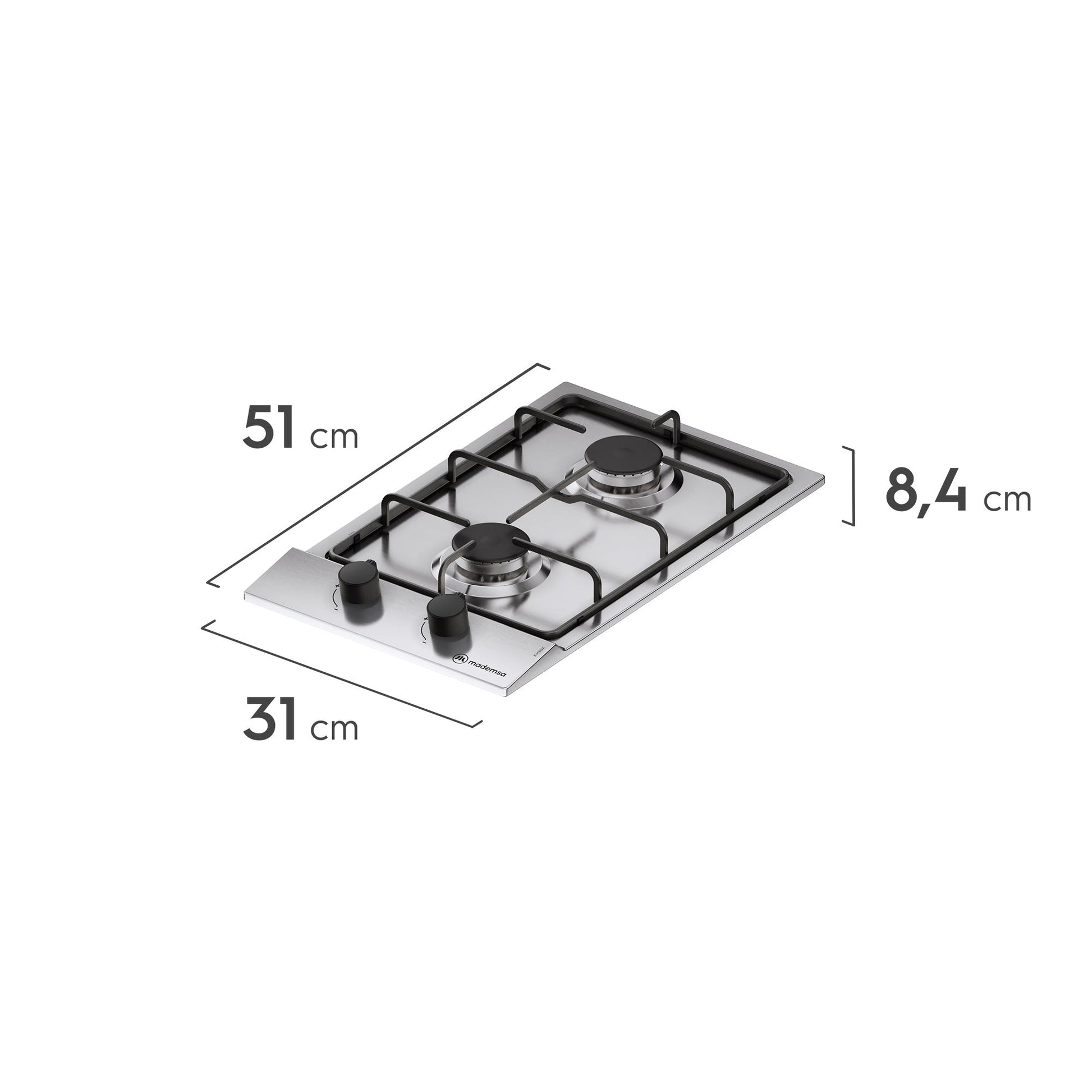 Encimera a Gas 2 Platos Parrilla Pletina KM2GX Mademsa-Encimeras a Gas