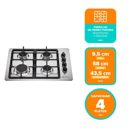 Encimera a Gas 4 Platos Encendido Automático KM4CX Mademsa-Encimeras a Gas