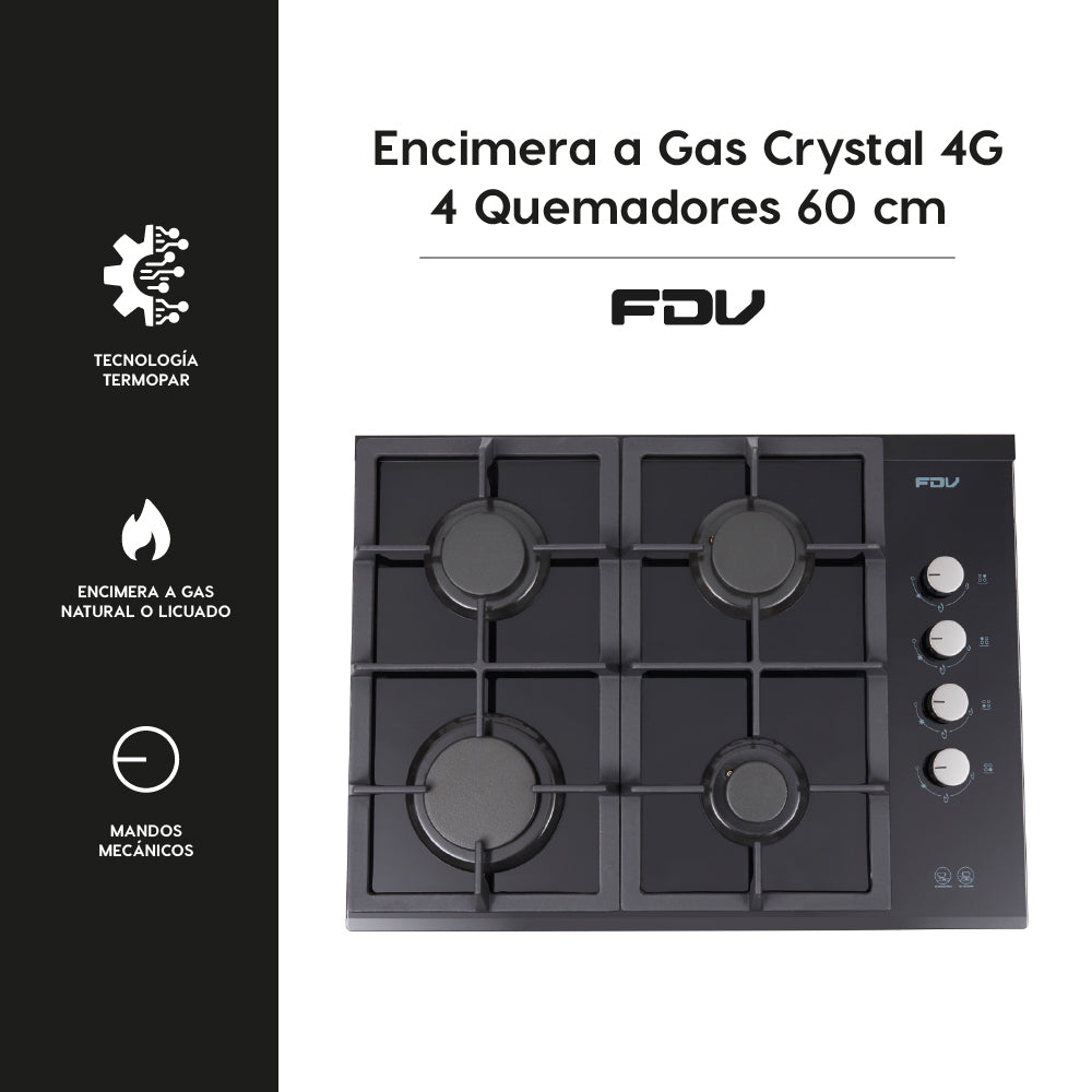 Encimera a Gas Crystal 4 Quemadores FDV - Caja Dañada-Encimeras a Gas