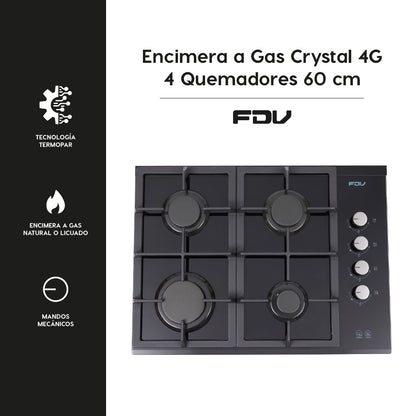 Encimera a Gas Crystal 4 Quemadores FDV - Caja Dañada-Encimeras a Gas