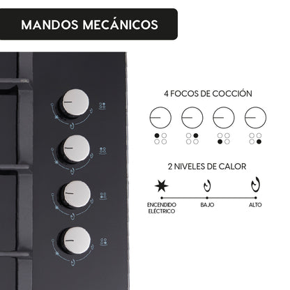 Encimera a Gas Crystal 4 Quemadores FDV - Caja Dañada-Encimeras a Gas