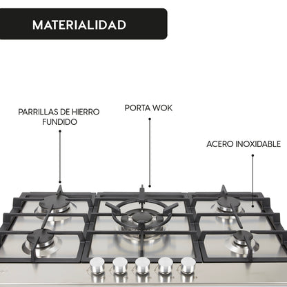 Encimera a Gas Design 5 Quemadores 90 cm FDV - Caja Dañada-Encimeras a Gas