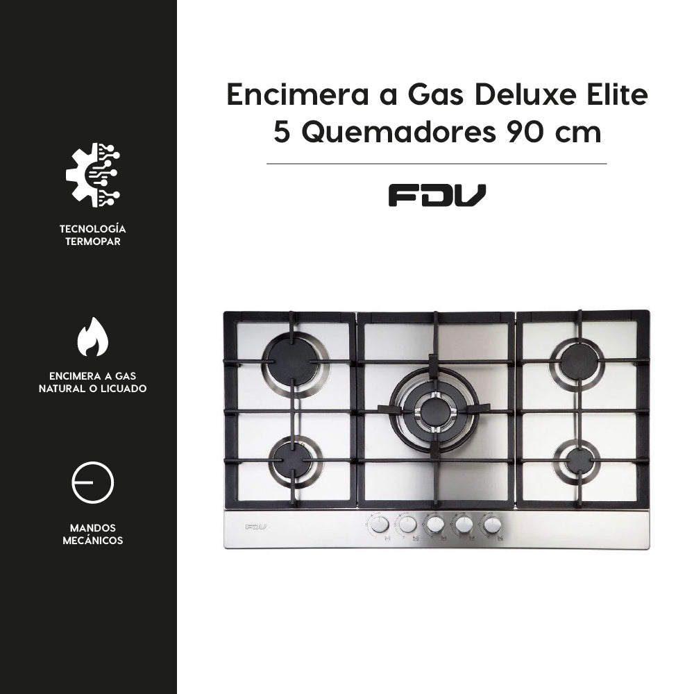 Encimera a Gas Design 5 Quemadores 90 cm FDV - Caja Dañada-Encimeras a Gas