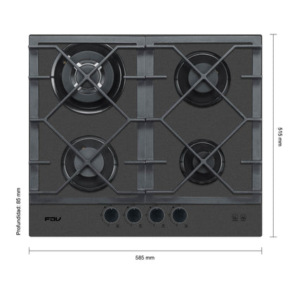 Encimera a Gas Signature 4 Quemadores Black Matt 60 cm FDV-Encimeras a Gas