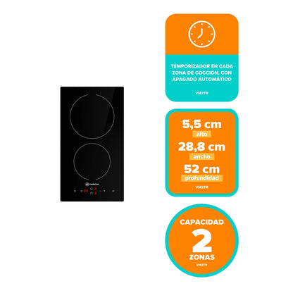 Encimera Eléctrica 2 Platos Mademsa Vitrocerámica VM2TR Mademsa-Encimeras Vitroceramicas