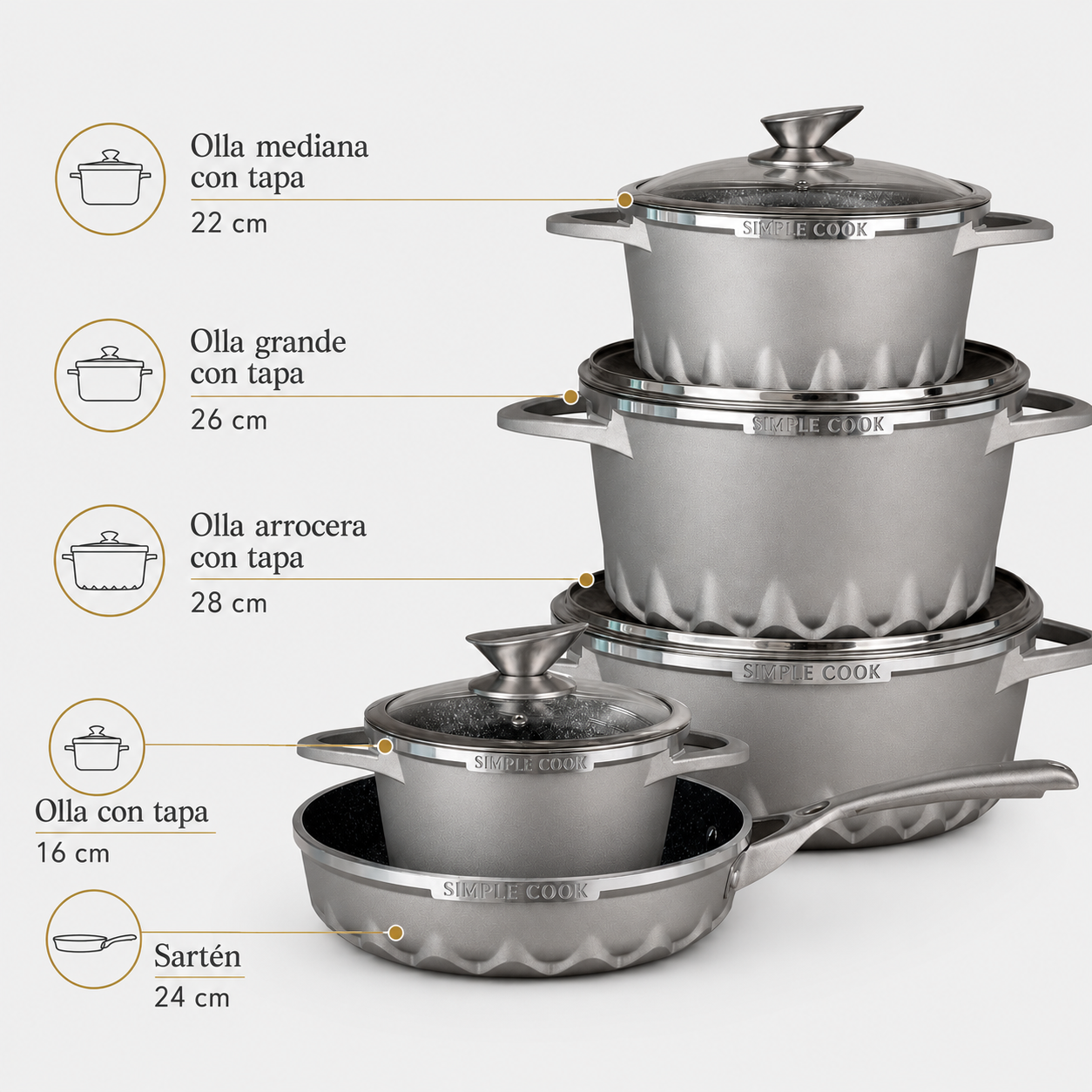 Encimera FDV Crystal 4G 60 BUT 2.0 + Batería Simple Cook Mont Blanc 9 pzs-Kits de Cocción