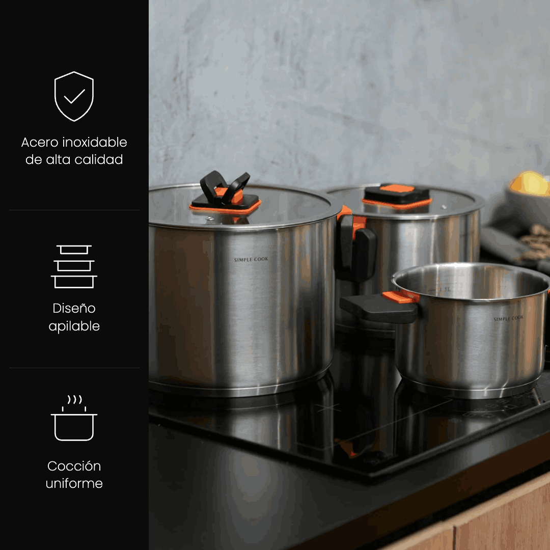 Encimera FDV Design 70 5GLSTX BUT + Bateria Simple Cook Lyon 6 pzs-Kits de Cocción