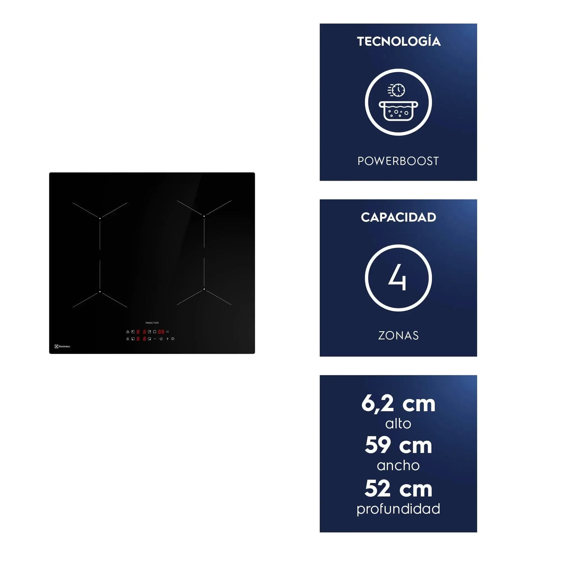 Encimera Inducción 4 Platos Eléctrica Efficient IE4TW Electrolux-Encimeras de Inducción