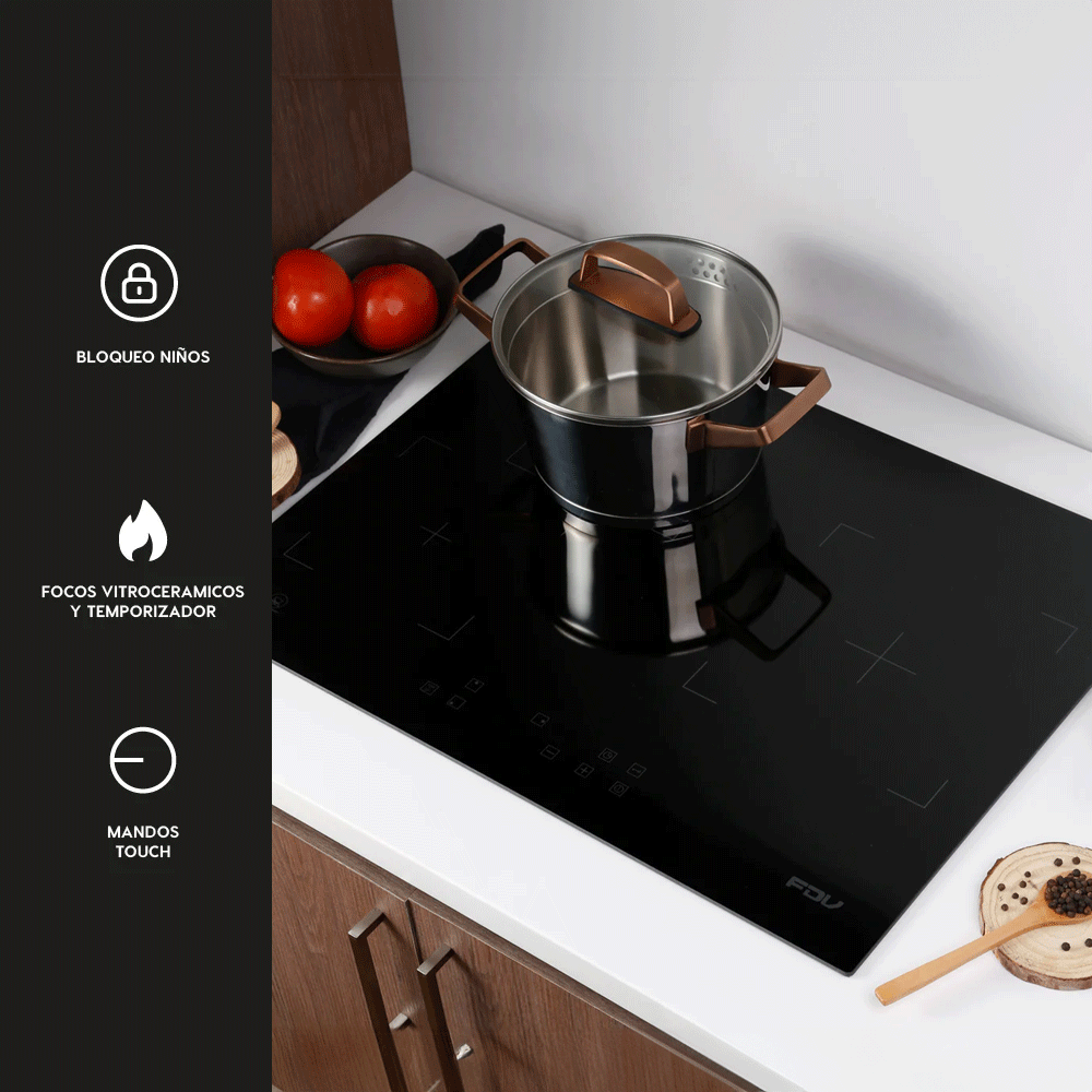 Encimera Vitrocerámica 3 Black 3 Quemadores 60 cm FDV-Kitchen Center