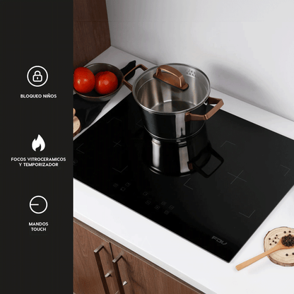 Encimera Vitrocerámica 3 Black 3 Quemadores 60 cm FDV-Kitchen Center