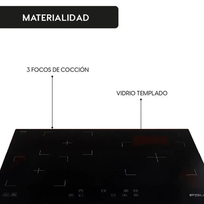 Encimera Vitrocerámica 3 Black 3 Quemadores 60 cm FDV-Kitchen Center