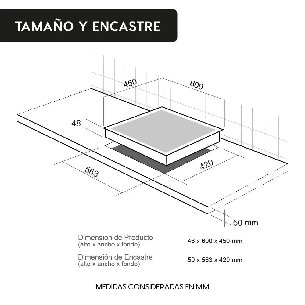 Encimera Vitrocerámica 3 Black 3 Quemadores 60 cm FDV-Kitchen Center