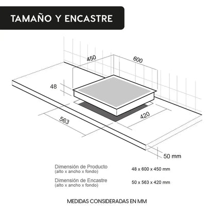 Encimera Vitrocerámica 3 Black 3 Quemadores 60 cm FDV-Kitchen Center