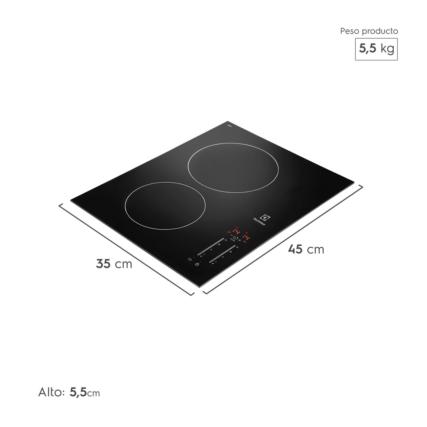Encimera Vitrocerámica 2 Platos VE3ST Electrolux3#Negro