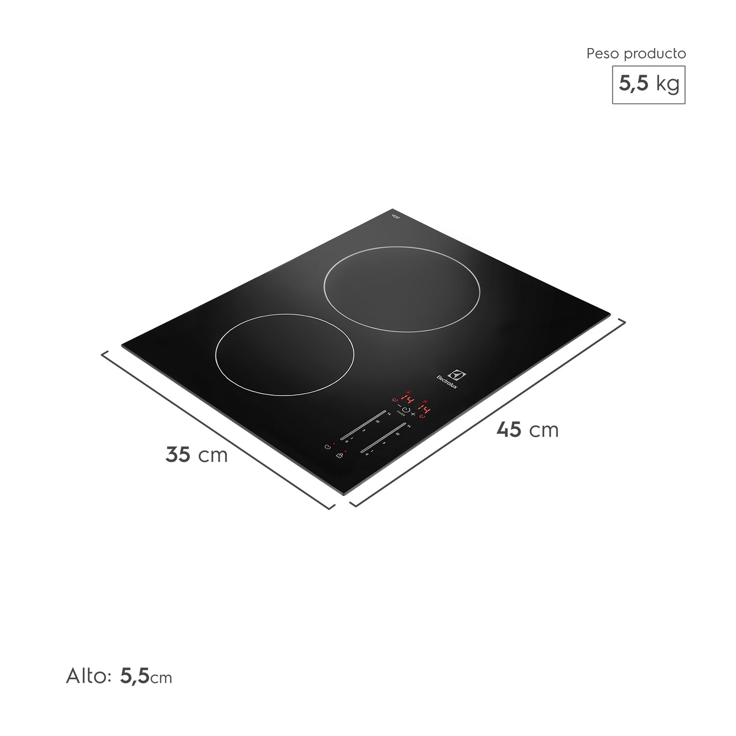 Encimera Vitrocerámica 2 Platos VE3ST Electrolux3#Negro