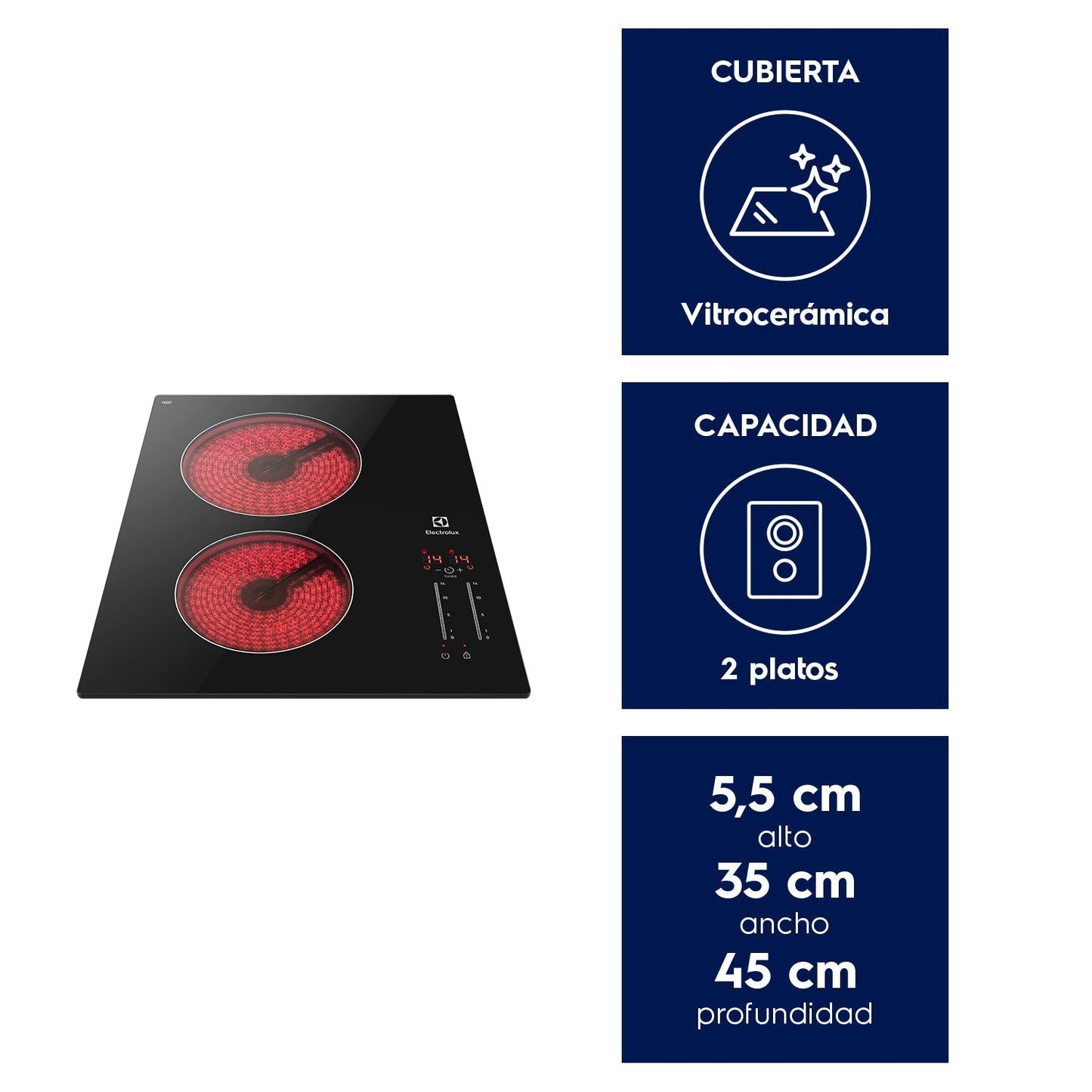 Encimera Vitrocerámica 2 Platos VE3ST Electrolux4#Negro