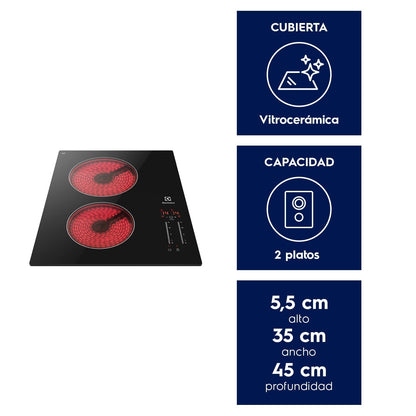 Encimera Vitrocerámica 2 Platos VE3ST Electrolux4#Negro