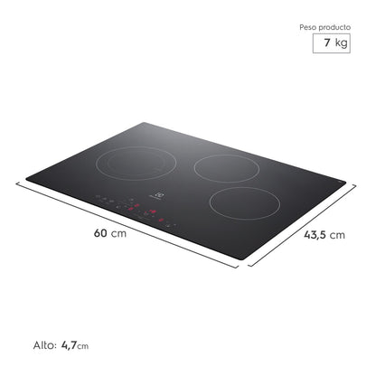Encimera Vitrocerámica 3 Platos VE6DT Electrolux3#Negro