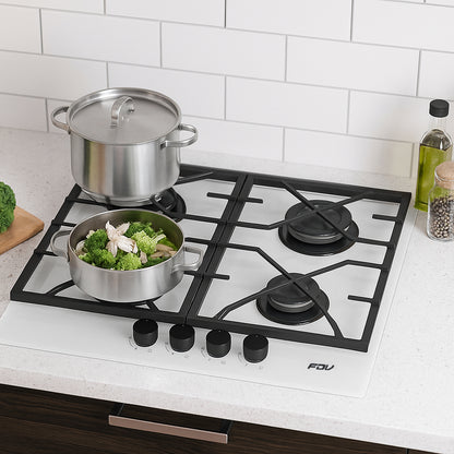 encimera cristal blanco a gas 