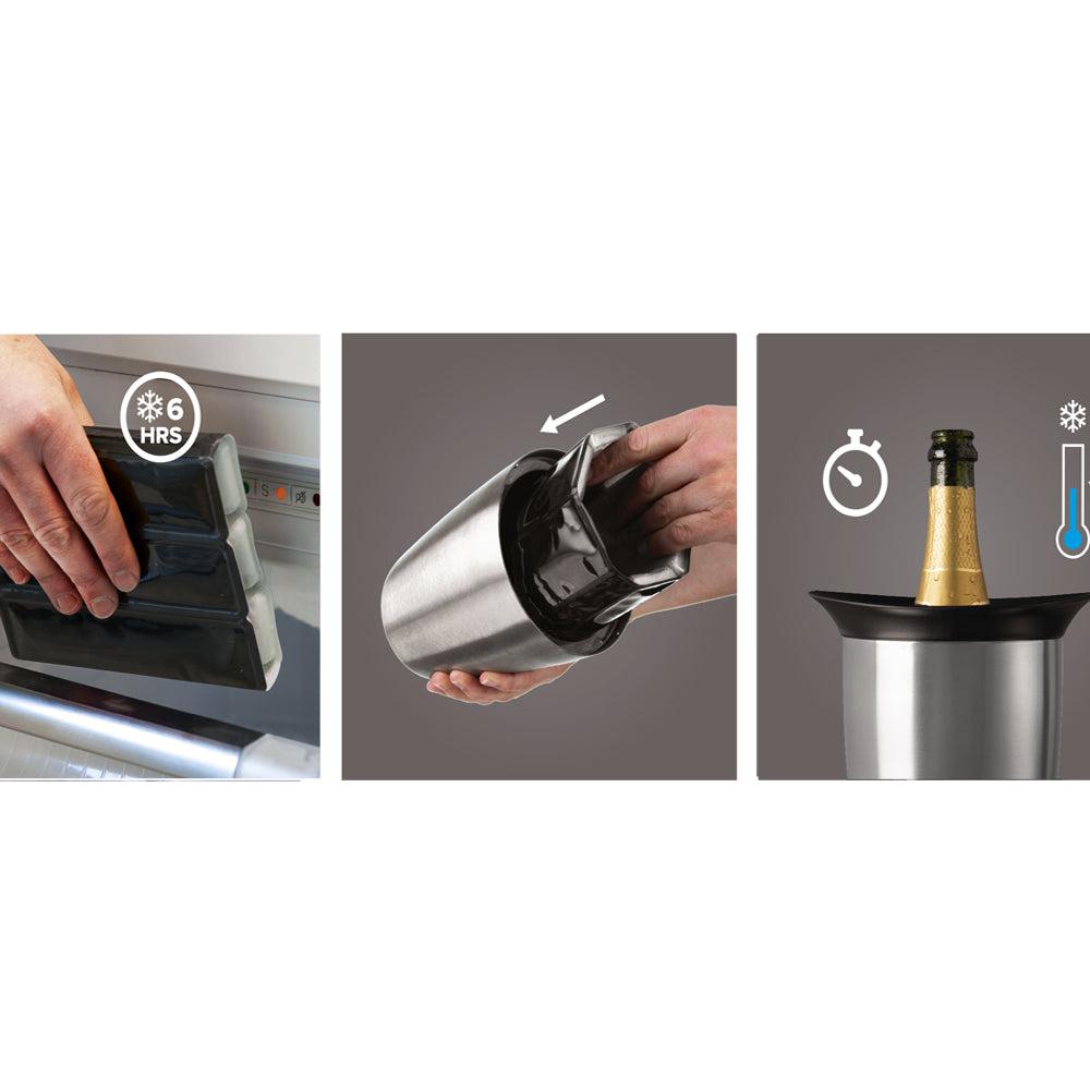 Enfriador de Champagne Elegant Acero Inoxidable Vacuvin4#Gris