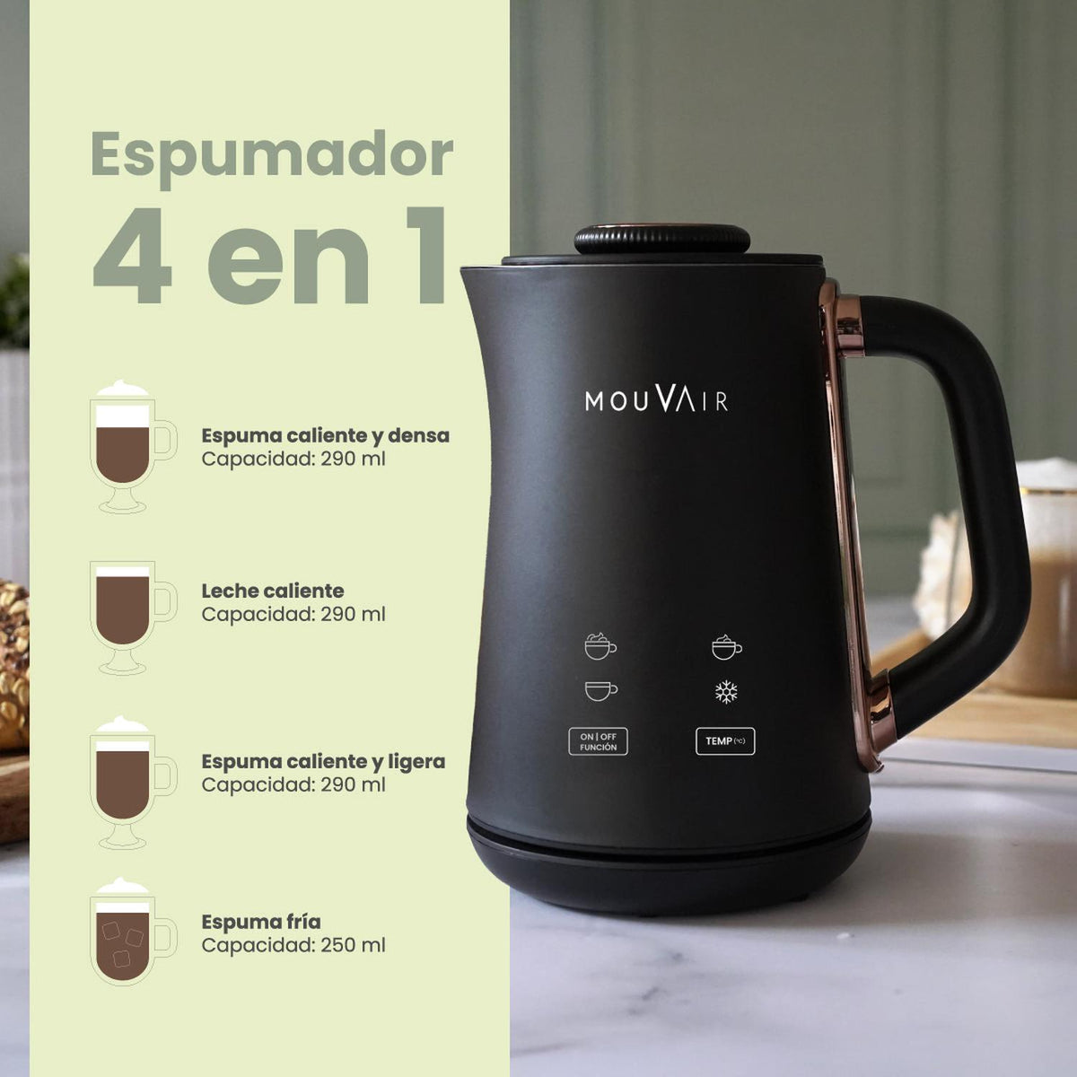 Espumador de Leche Mouvair + Molinillo de Café Eléctrico-Accesorios para Café