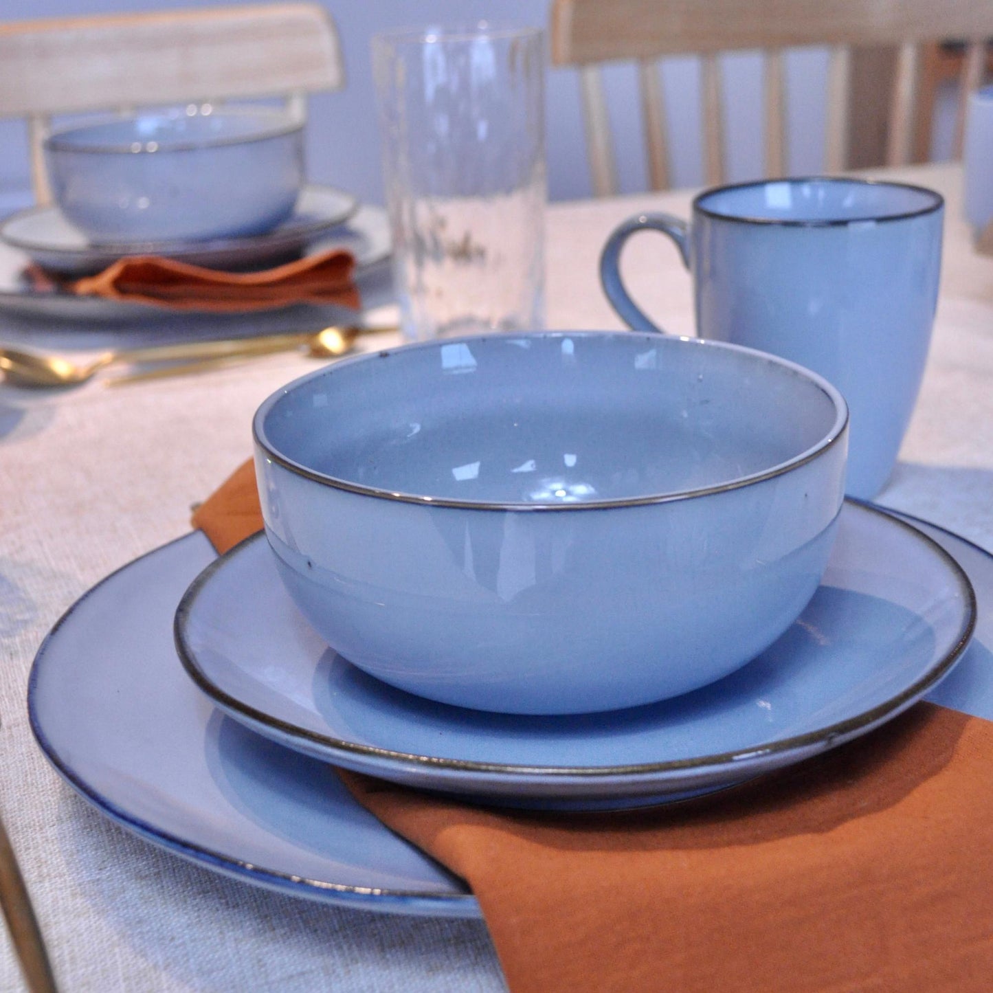 Juego de Loza 24 piezas Vajilla Cerámica Estocolmo Decoexpress2#Celeste