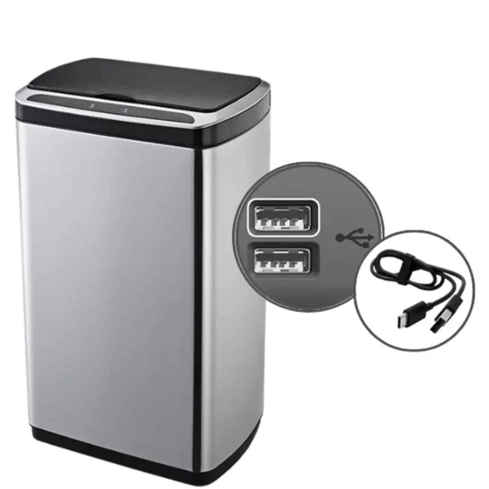 Basurero con Sensor Carga USB 50 L Nook3#Gris
