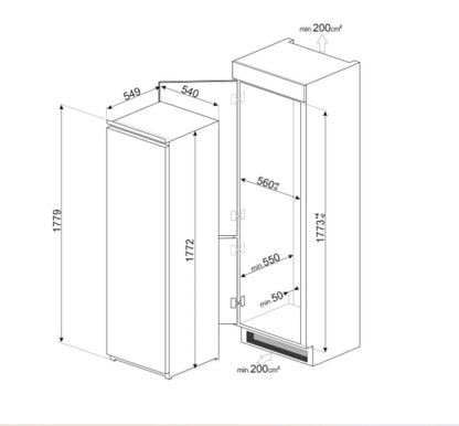 Freezer Empotrado S8L1743E 311 Lts Smeg
