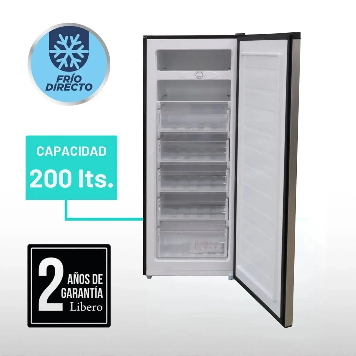 FREEZER VERTICAL CONVERTIBLE FRIO DIRECTO 200 LTS LFV-220I INOX-Freezers