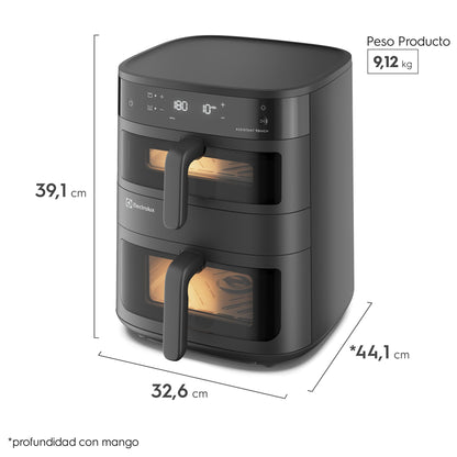 Freidora de Aire 11L Digital Dual Doble Cesta 2500W EAF190 Electrolux-Freidoras de Aire
