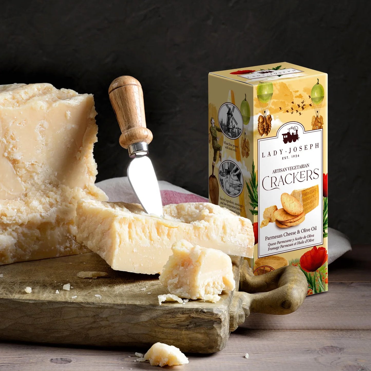 Galletas Crackers Queso Parmesano y Aceite de Oliva 100 Grs Lady Joseph
