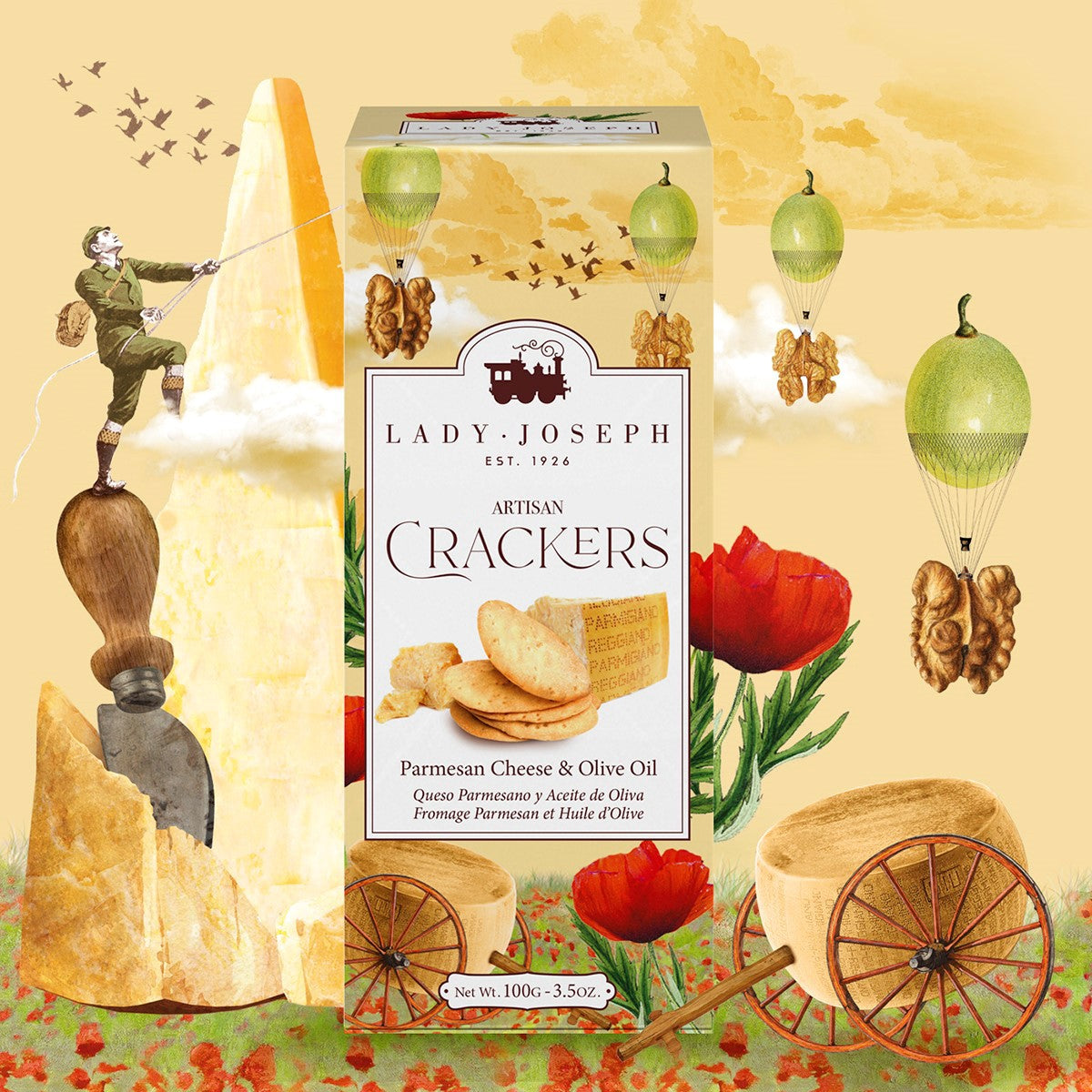Galletas Crackers Queso Parmesano y Aceite de Oliva 100 Grs Lady Joseph