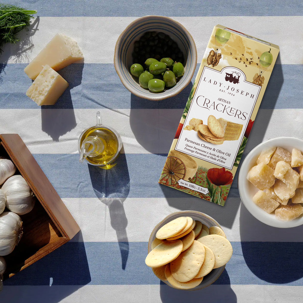 Galletas Crackers Queso Parmesano y Aceite de Oliva 100 Grs Lady Joseph