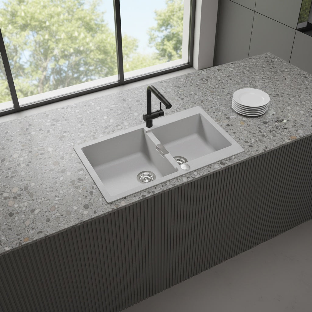 Lavaplatos Bajo/Sobre Cubierta Cuarzo Signus N 200 Schock8#Negro