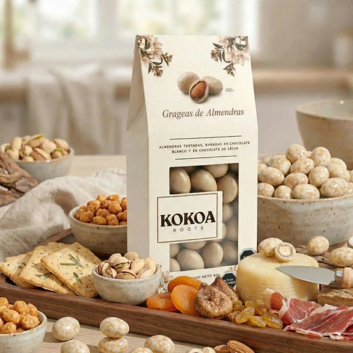 Grageas de almendras en chocolate blanco y leche 90 grs Kokoa Roots-Gourmet