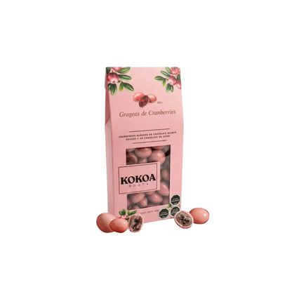 Grageas de cranberries en chocolate rosado 90 grs Kokoa Roots.-Gourmet