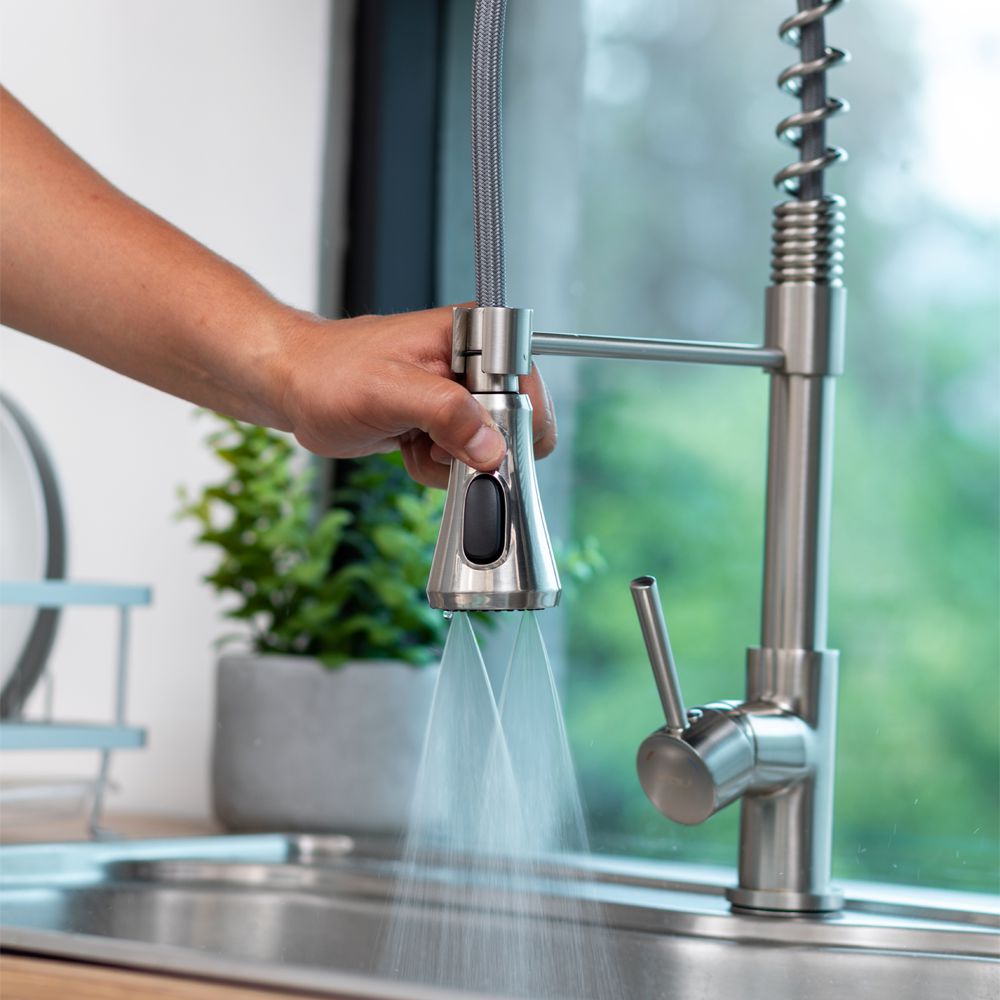 Grifería Top Pro Acero Extensible 3 Funciones FDV-Kitchen Center