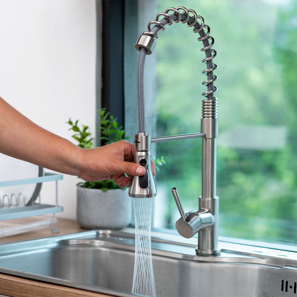 Grifería Top Pro Acero Extensible 3 Funciones FDV-Kitchen Center