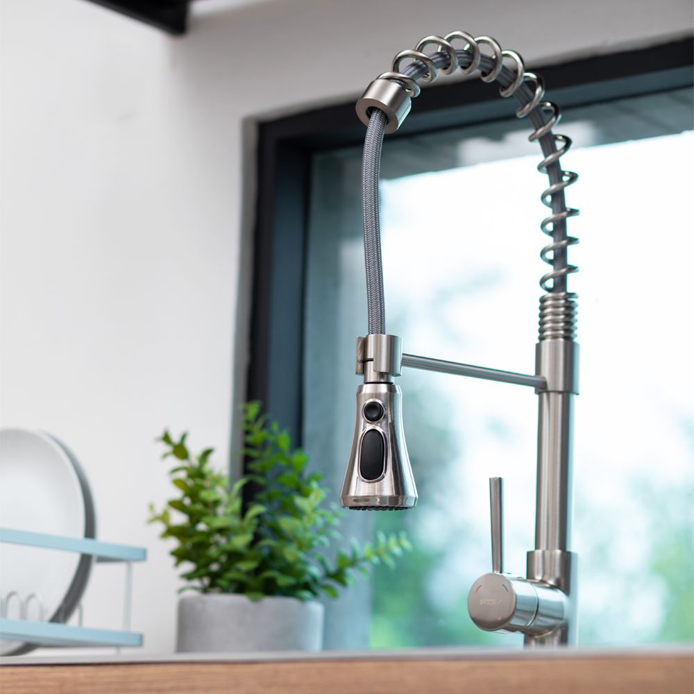 Grifería Top Pro Acero Extensible 3 Funciones FDV-Kitchen Center