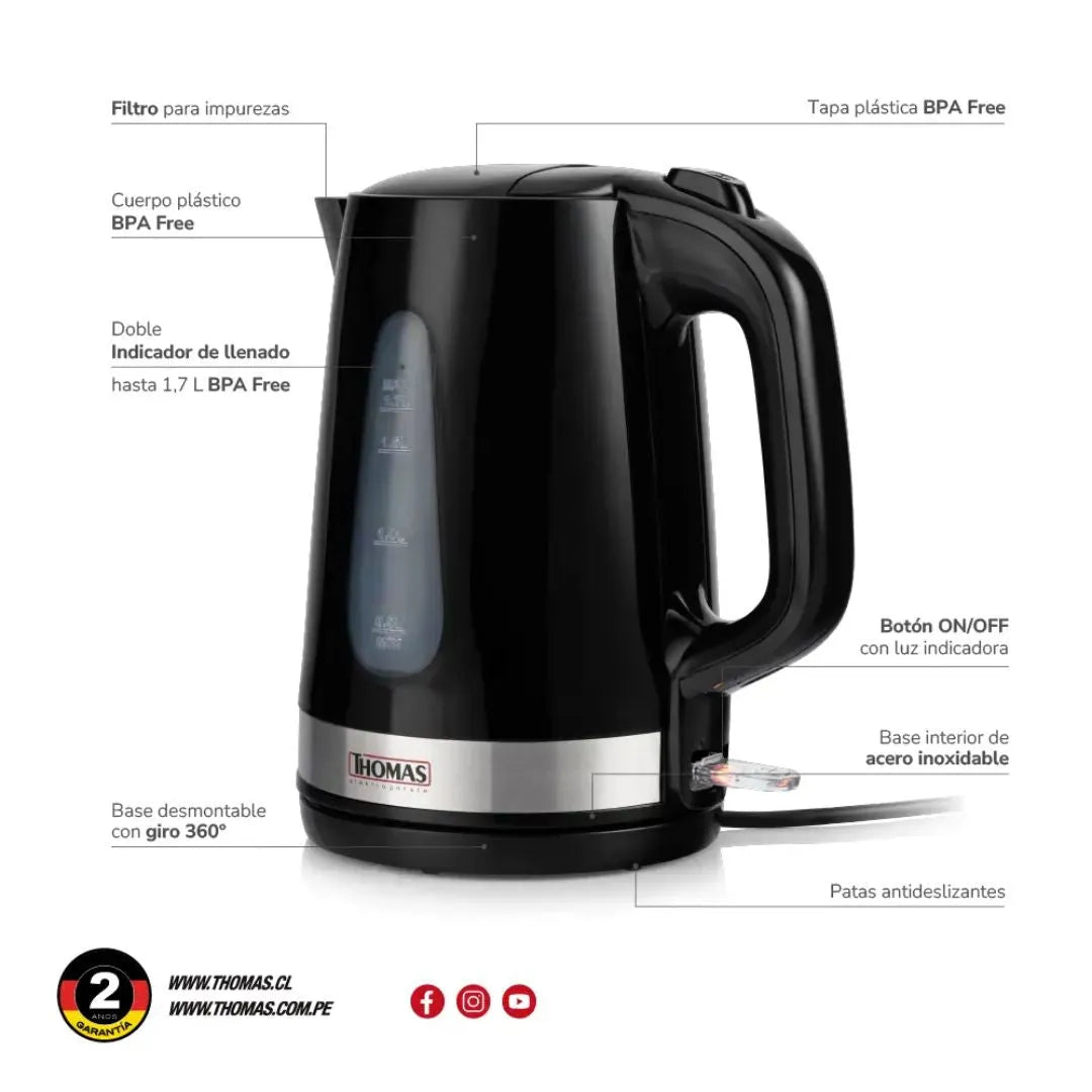 Hervidor 1,7 lts TH-4340N Thomas2#Negro
