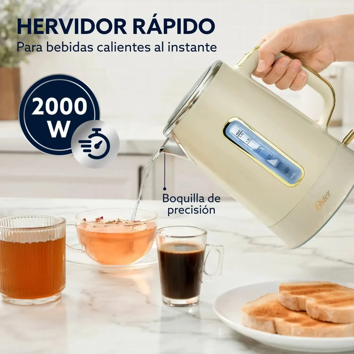 Hervidor de Agua 1.7 Lt 2000 W BVSTKT8107OM-052 Oster-Hervidores